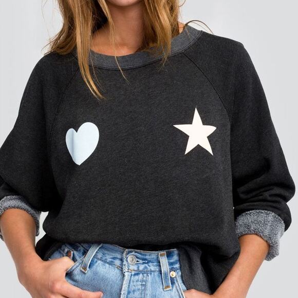 Wildfox Heart Star Sweatshirt in Charcoal Size S - Picture 1 of 6